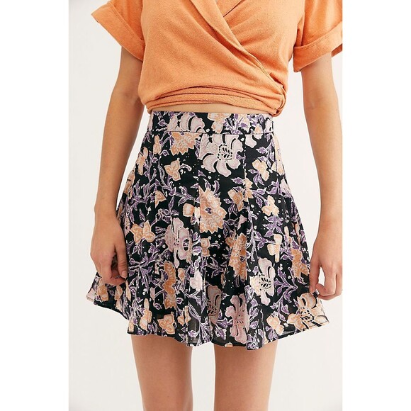 Free People Dresses & Skirts - Free People End Of The Island Godet Mini Skirt Floral Printed Pull-on XS 255250